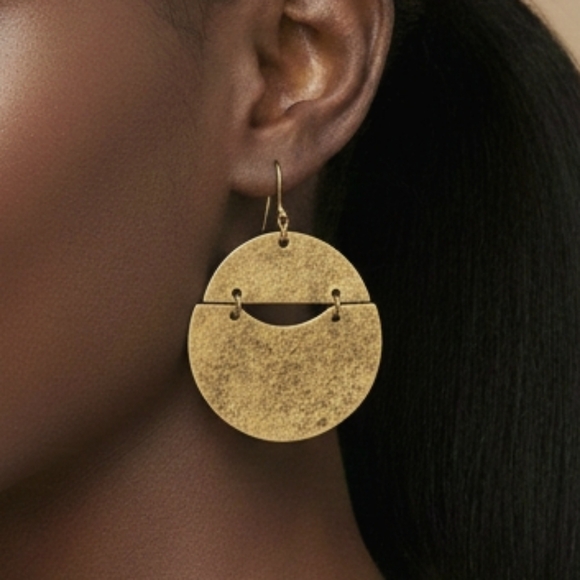 Anthropologie Jewelry - NEW Gold Earrings Metallic Minimalist Retro 70s Bohemian Neutral Avant Garde